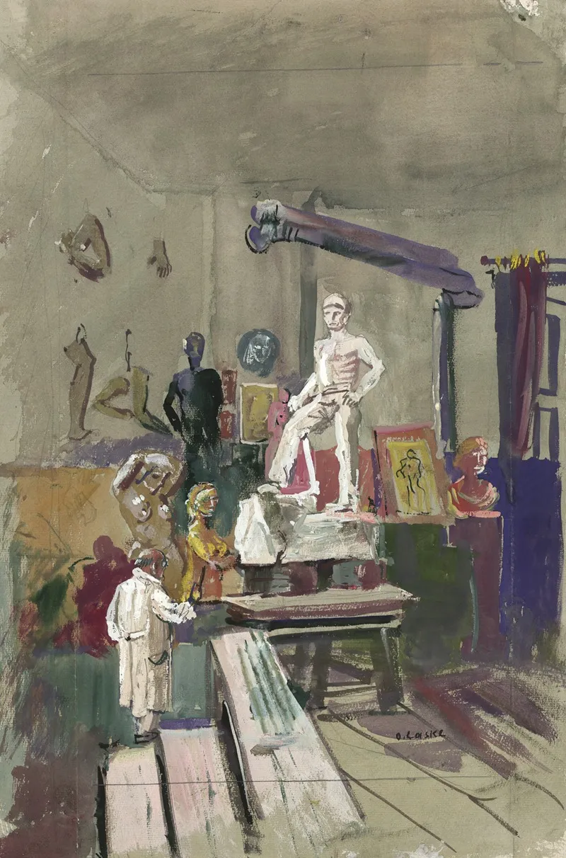 Das Atelier Des Bildhauers Karl Stemolak In Wien Wall Art by Oskar Laske - High-Resolution Digital Print