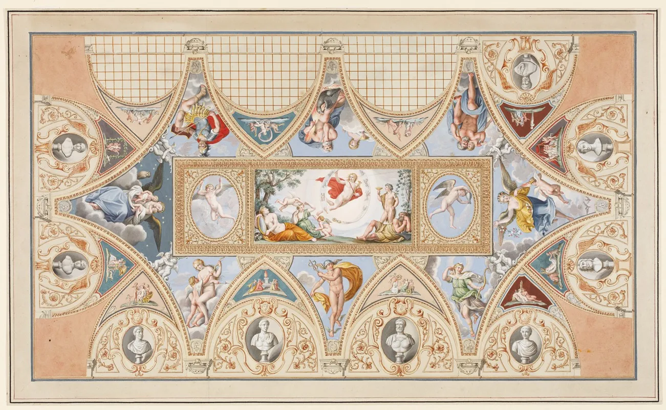 Das Deckengemalde Von Francesco Albani Im Palazzo Verospi In Rom Wall Art by Francesco Pannini - High-Resolution Digital Print