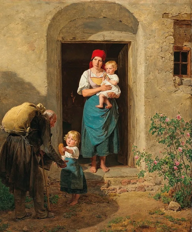 Das Gutmutige Kind Der Bettler Wall Art by Ferdinand Georg Waldmüller - High-Resolution Digital Print