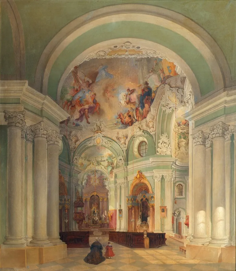Das Innere Der Piaristenkirche In Wien Wall Art by Theodor Jachimowicz - High-Resolution Digital Print