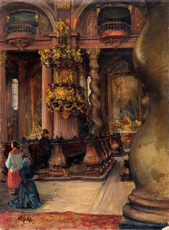 Das Innere Der Universitatskirche In Wien Wall Art by Alfred Edler von Pflügl - High-Resolution Digital Print