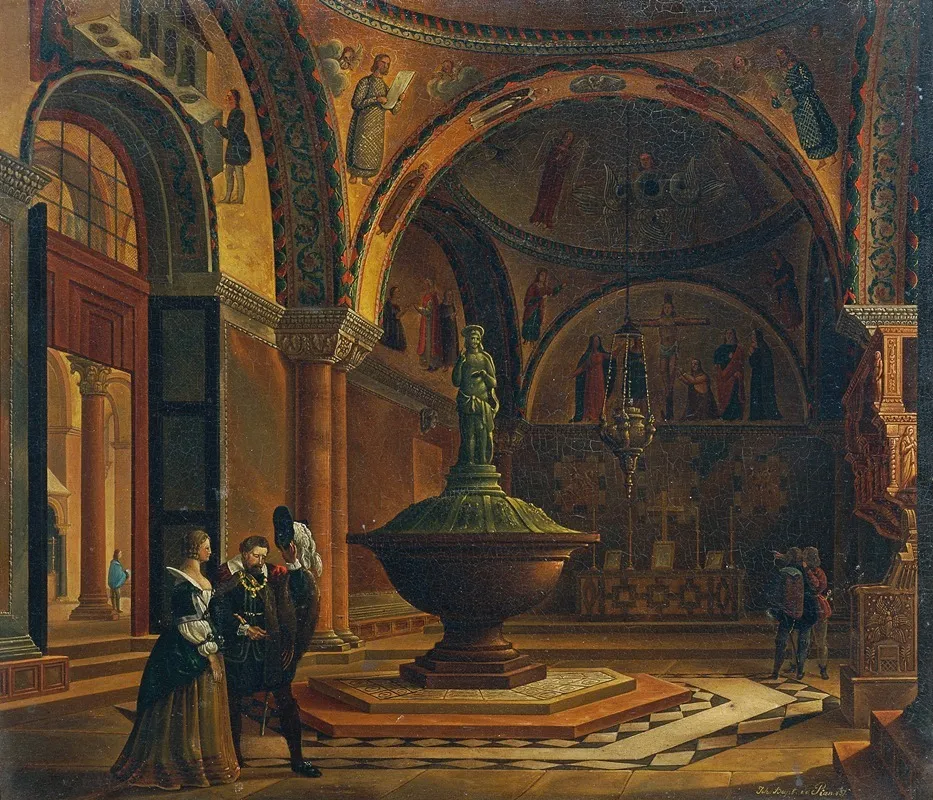 Das Innere Des Baptisteriums Von San Marco In Venedig Wall Art by Giovanni Battista de Pian - High-Resolution Digital Print