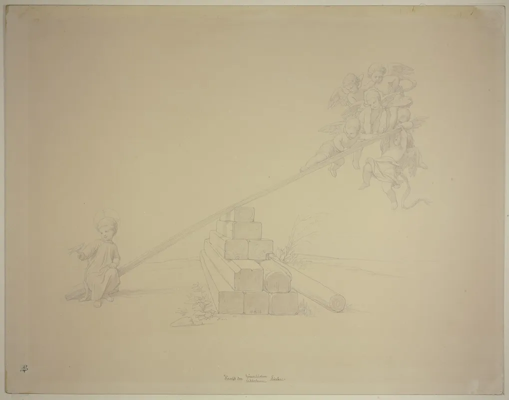 Das Jesuskind Und Die Engel Auf Dem Wagebalken Kraft Der Himmlischen Und Der Irdischen Liebe Erste Komposition 2 Wall Art by Eduard von Steinle - High-Resolution Digital Print