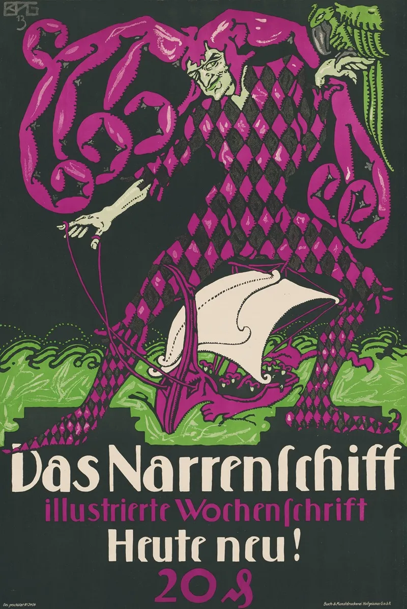 Das Narrenschiff Illustrierte Wochenschrift Wall Art by Eduard Hanns Beyer-Preusser - High-Resolution Digital Print
