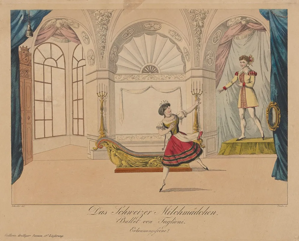 Das Schweizer Milchmadchen Ballet Von Taglioni Erkennungsscene Wall Art by Johann Christian Schoeller - High-Resolution Digital Print