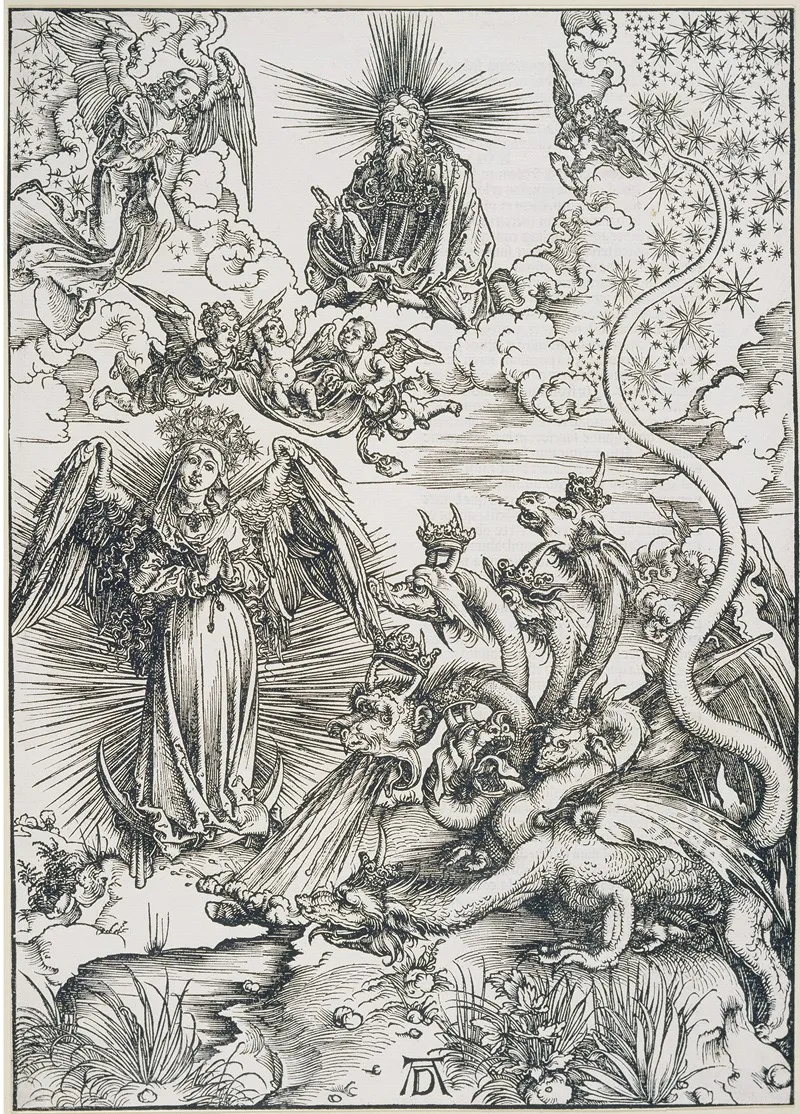 Das Sonnenweib Und Der Siebenkopfige Drache Aus Der Folge Der Apokalypse Latein Ausgabe 1511