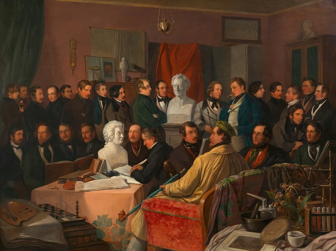 Das Treffen Der Kunstler Und Gelehrtengesellschaft Concordia Im Atelier Des Malers Anton Ritter Von Perger Wall Art by Anton von Perger - High-Resolution Digital Print