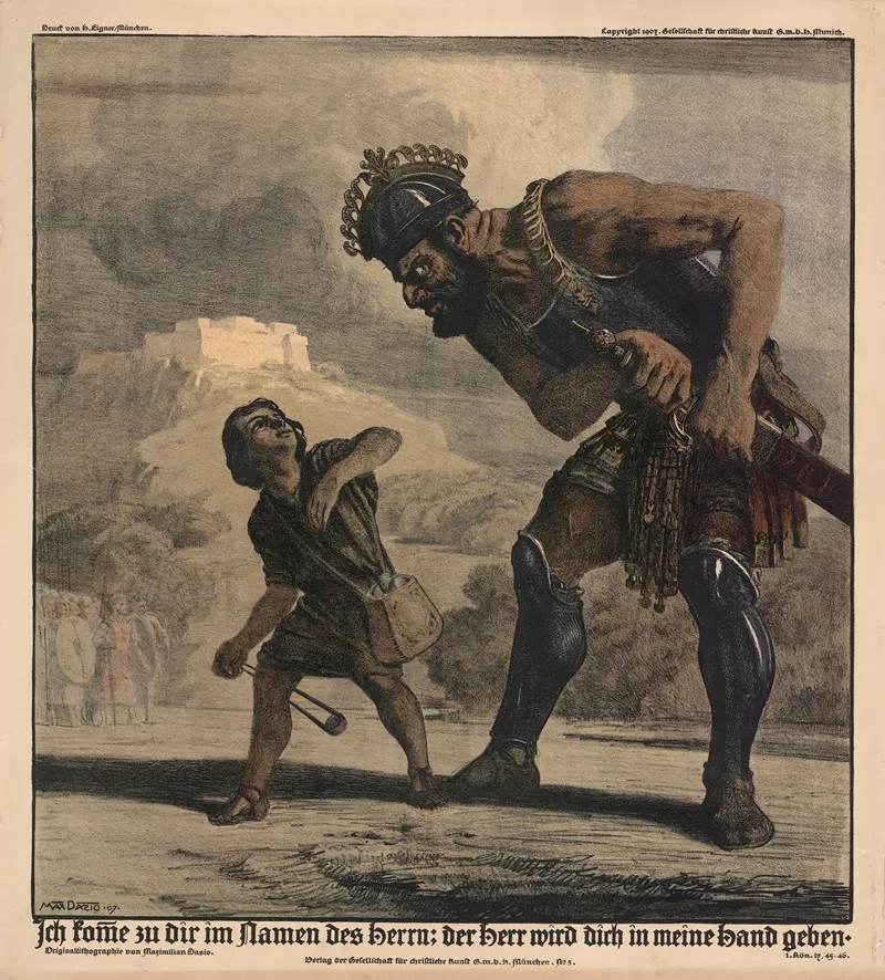 David And Goliath I Come To You In The Name Of The Lord The Lord Will Deliver You Into My Hand Wall Art by Maximilian Dasio - High-Resolution Digital Print