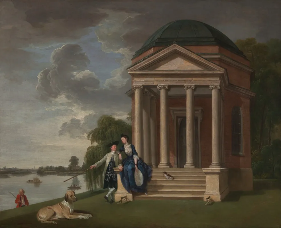 David Garrick And His Wife By His Temple To Shakespeare Hampton Wall Art by Johan Joseph Zoffany - High-Resolution Digital Print