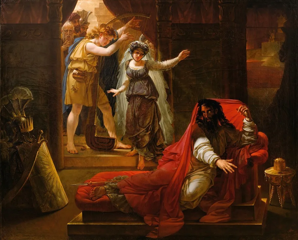 David Playing Harp For King Saul