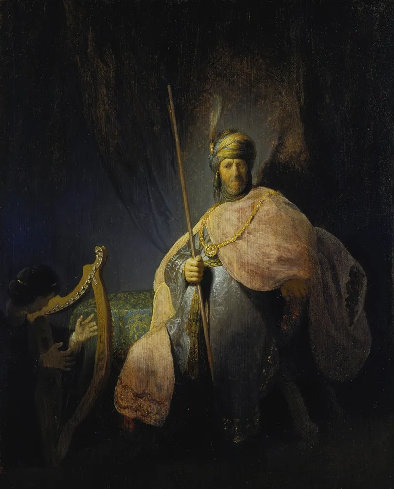 David Playing The Harp In Front Of Saul Wall Art by Rembrandt van Rijn - High-Resolution Digital Print