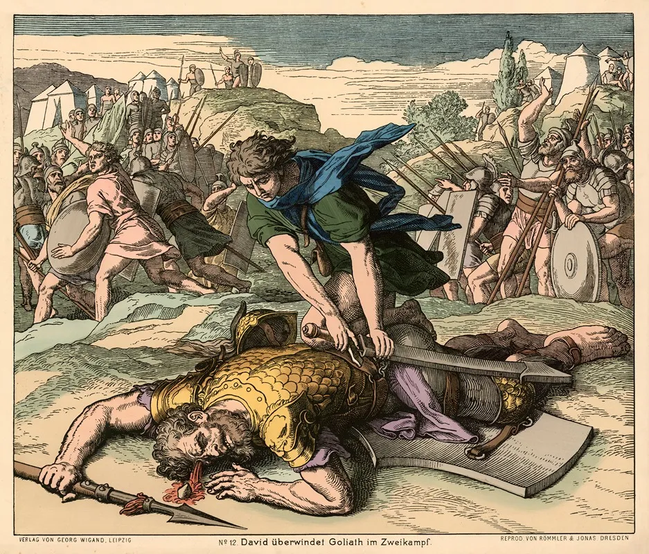 David Uberwindet Goliath Im Zweikampf David Slaying Goliath
