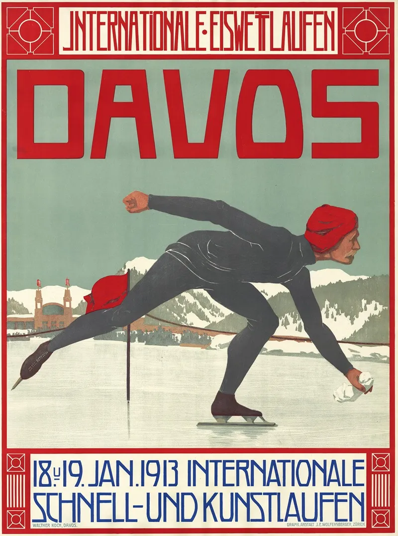 Davos Internationale Eiswettlaufen 18 U 19 Januar 1913 Iinternationale Schnell Und Kunstlaufen Wall Art by Walther Koch - High-Resolution Digital Print