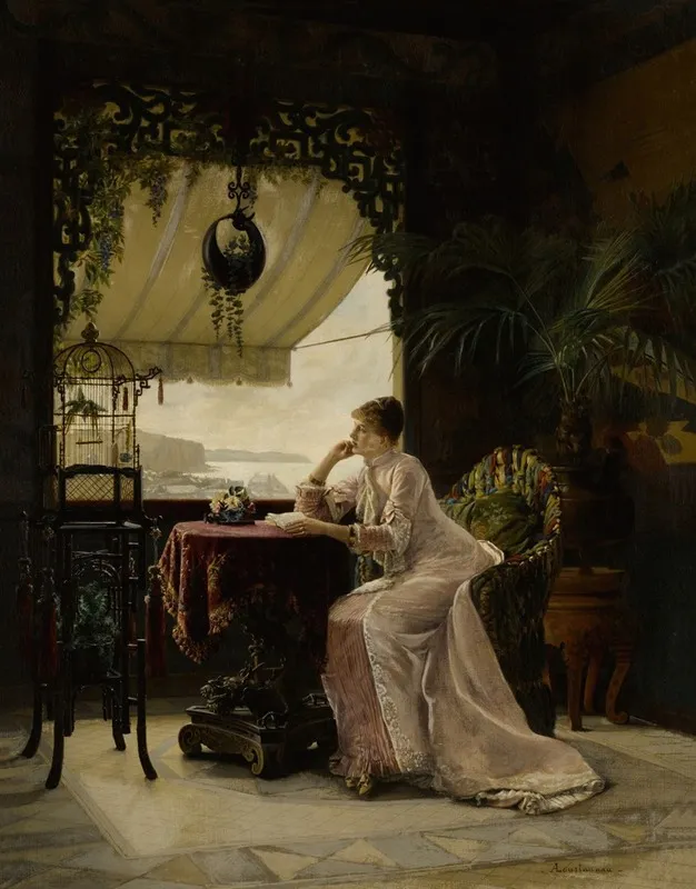 Daydreaming In A Chinois Interior Wall Art by Louis-Auguste-Georges Loustaunau - High-Resolution Digital Print