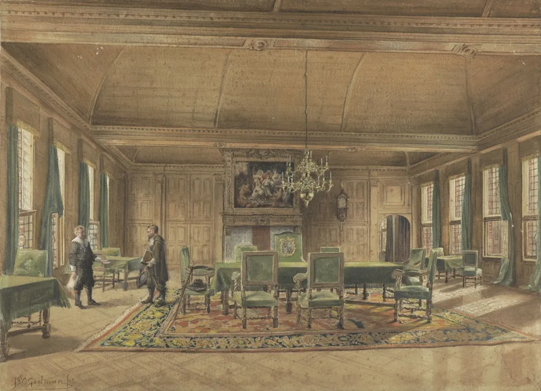 De Gedeputeerdenraad In Het Provinciehuis Te Groningen Wall Art by Johan Paul Constantinus Grolman - High-Resolution Digital Print