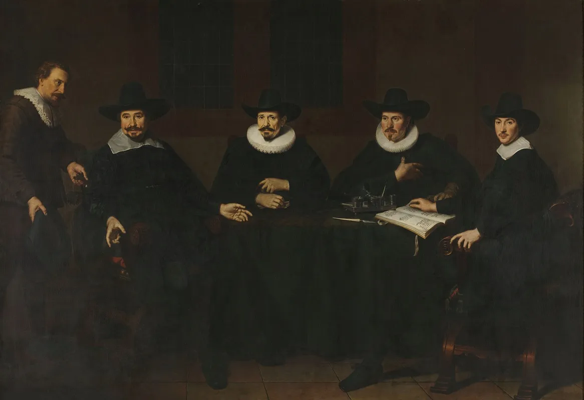 De Hoofdlieden Van De Saainering Te Amsterdam 1643 Wall Art by Dirck Dircksz. van Santvoort - High-Resolution Digital Print