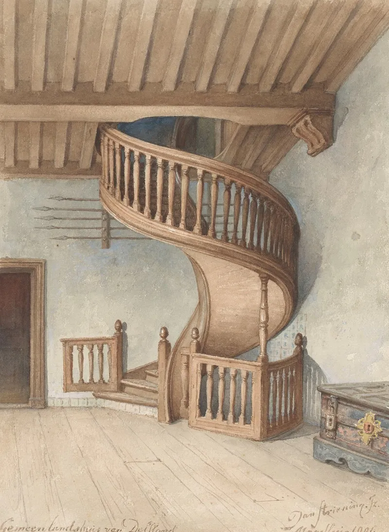 De Houten Wenteltrap In Het Gemeenlandshuis Van Delfland Te Maassluis