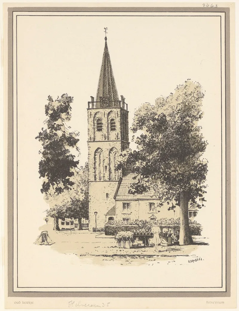 De Kerkbrink Met De Later Afgebrande Oude Hervormde Kerk Wall Art by Bob Brobbel - High-Resolution Digital Print