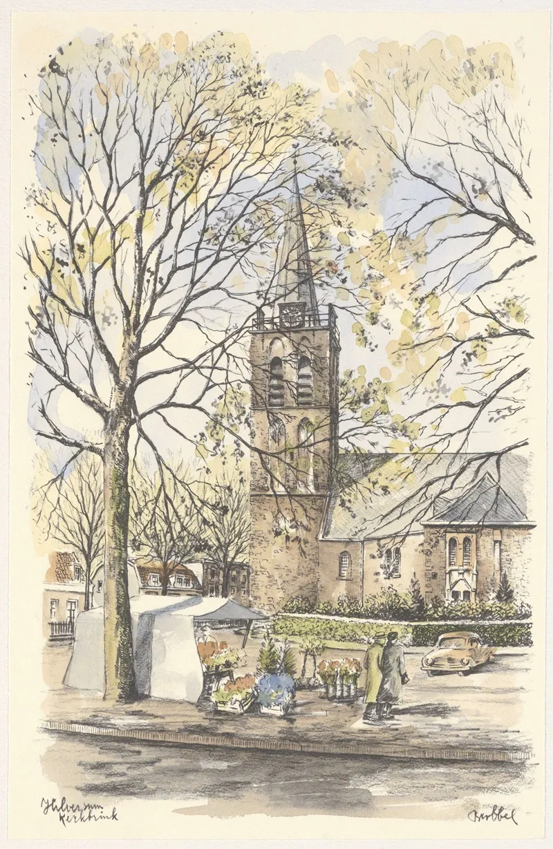 De Kerkbrink Met De Oude Hervormde Kerk Wall Art by Bob Brobbel - High-Resolution Digital Print