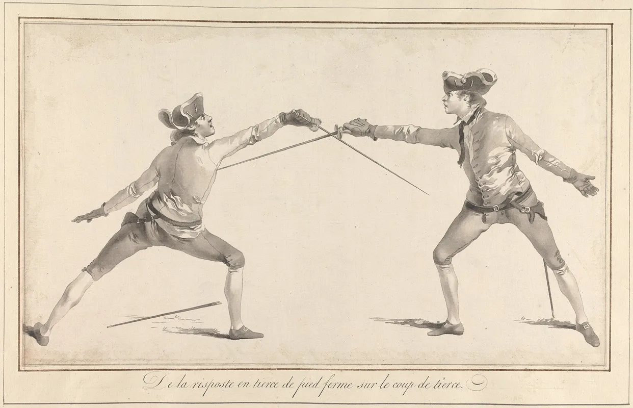 De La Risposte En Tierce De Pied Ferme Sur Le Coup De Tierce Wall Art by James Gwin - High-Resolution Digital Print