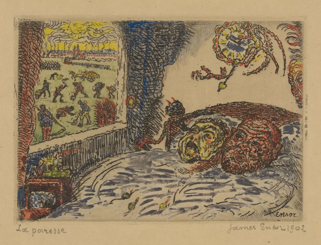 De Luiheid Wall Art by James Ensor - High-Resolution Digital Print