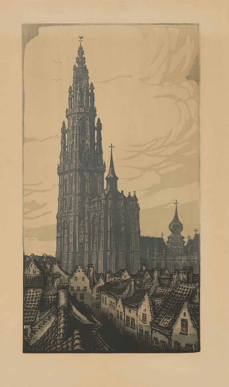 De Toren Van De Kathedraal Te Antwerpen