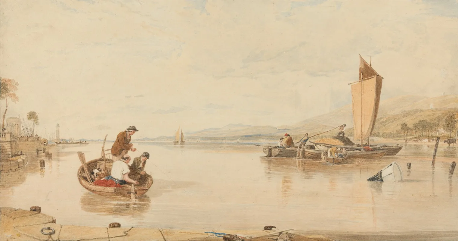Dead Calm Boats Off Cowes Castle Wall Art by Sir Augustus Wall Callcott - High-Resolution Digital Print