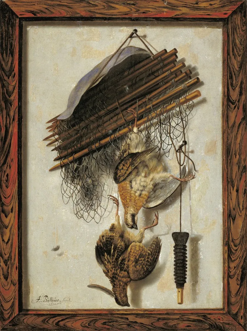 Dead Wildfowl And A Huntsmans Net Trompe Loeil Wall Art by Jacob Biltius - High-Resolution Digital Print