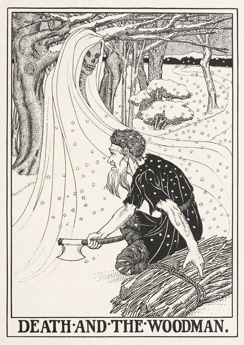 Death And The Woodman Wall Art by Percy J. Billinghurst - High-Resolution Digital Print