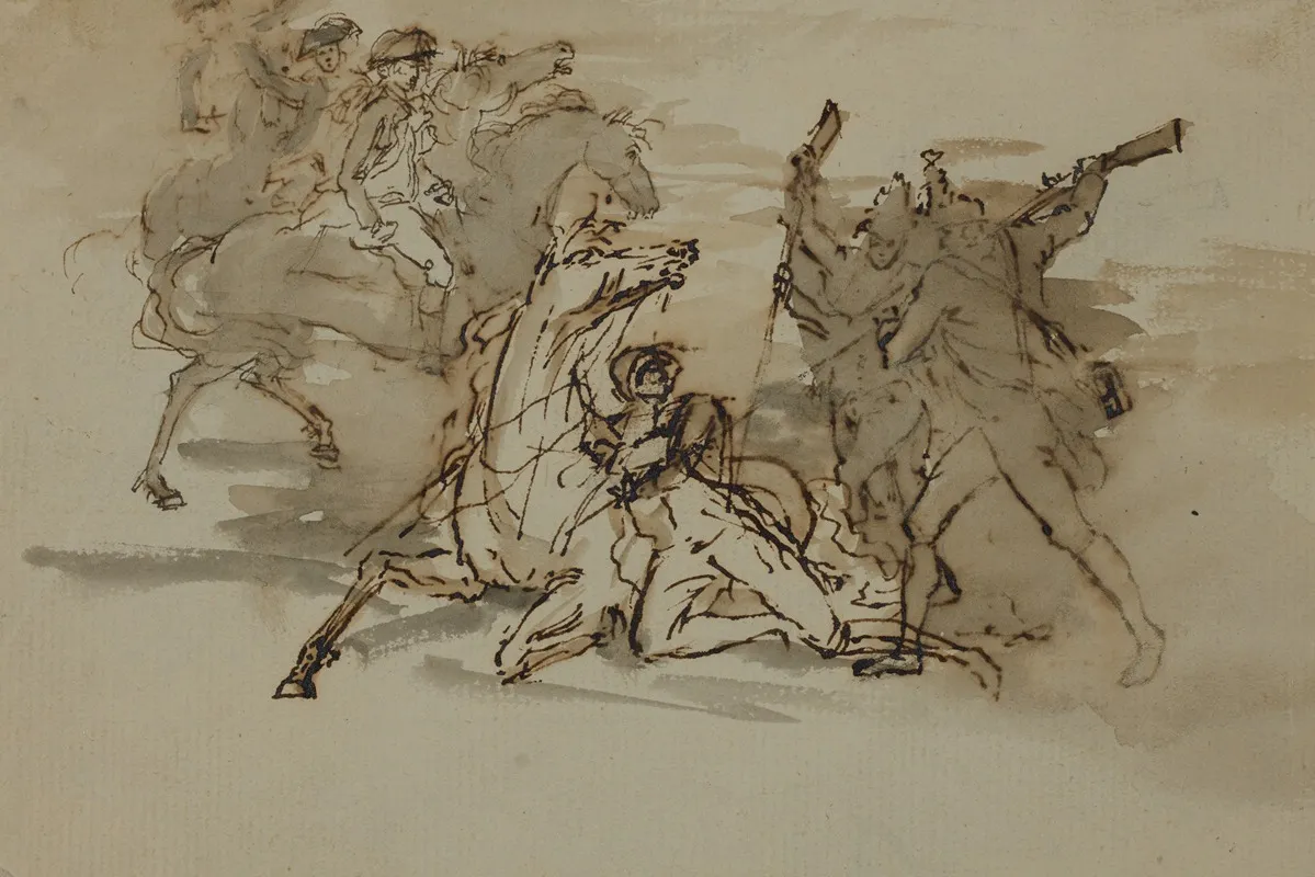 Death Of General Mercer Sketch For The Battle Of Princeton