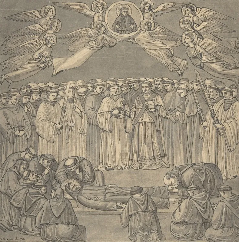 Death Of St Francis After Giotto Upper Church S Francesco Assisi Wall Art by William Young Ottley - High-Resolution Digital Print