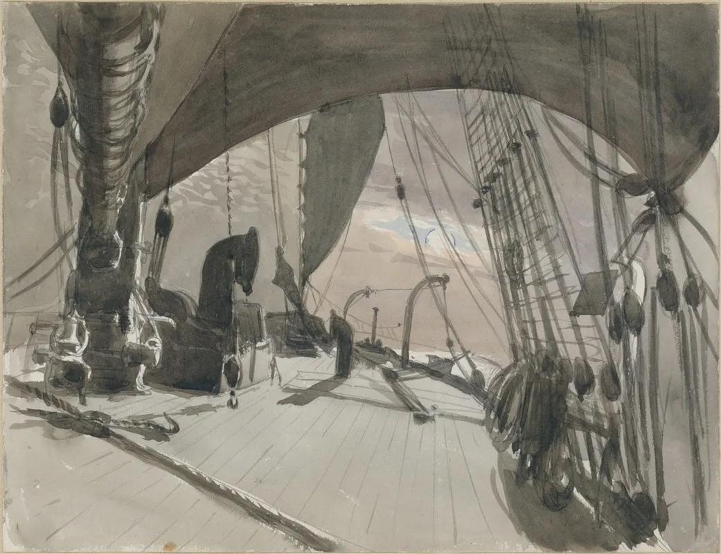 Deck Of Ship In Moonlight Wall Art by John Singer Sargent - High-Resolution Digital Print