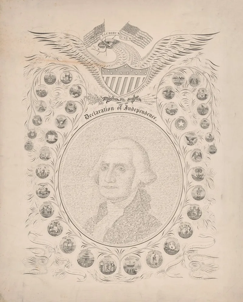 Declaration Of Independence E Pluribus Unum 1776 1876 2 Wall Art by August Hageboeck - High-Resolution Digital Print