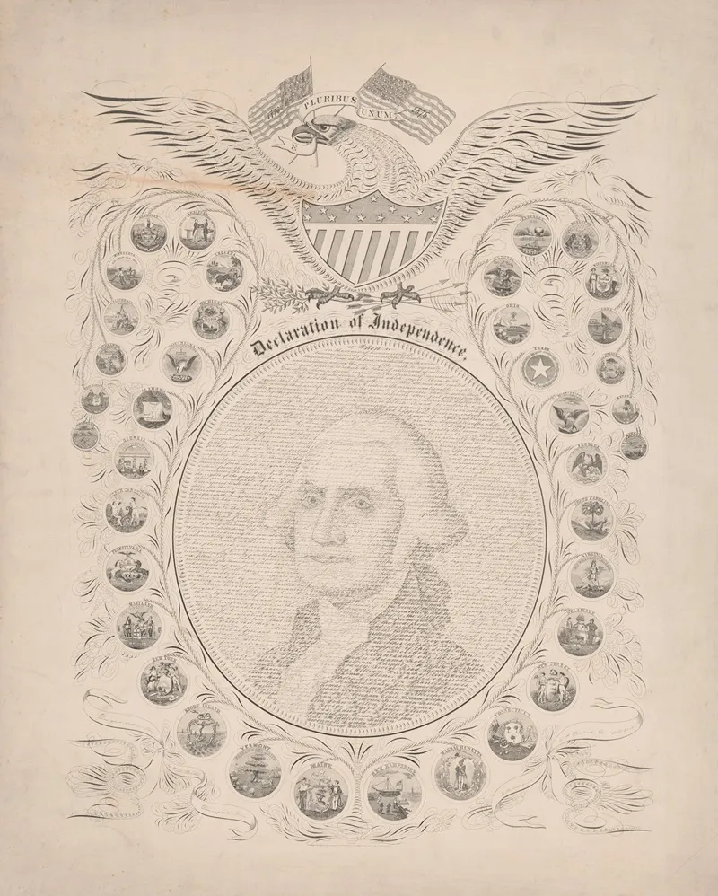 Declaration Of Independence E Pluribus Unum 1776 1876 Wall Art by W. K. Pratt - High-Resolution Digital Print