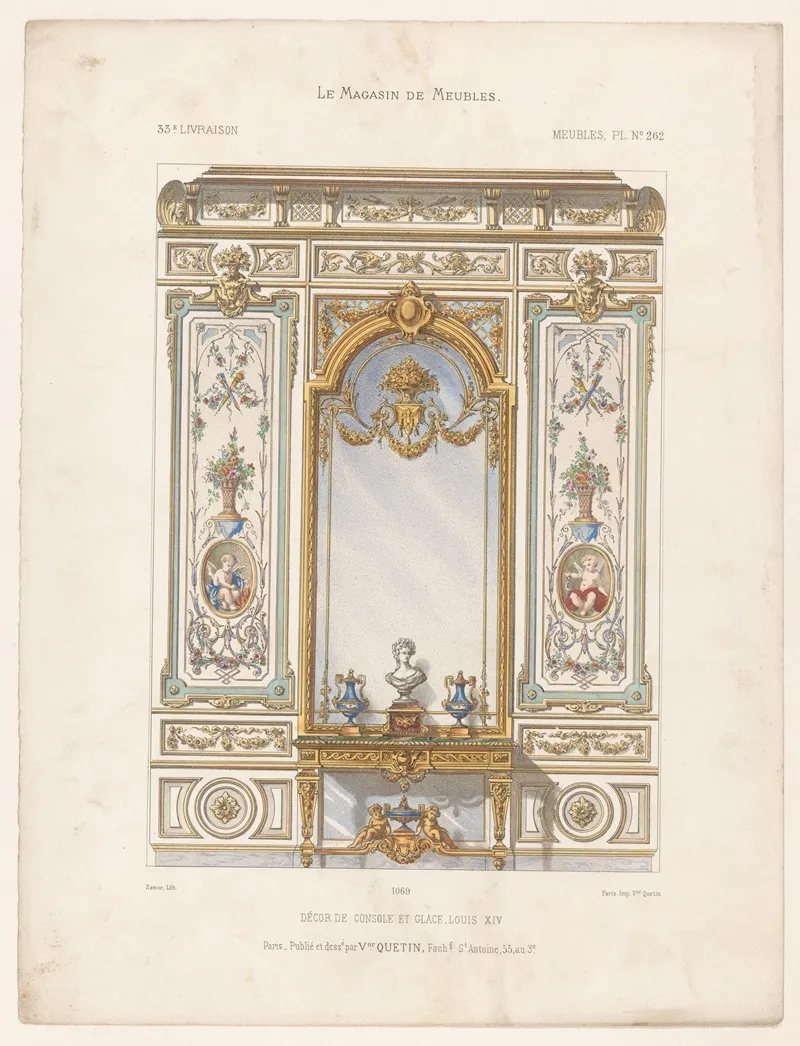 Decor De Console Et Glace Louis Xiv Wall Art by Victor Léon Michel Quétin - High-Resolution Digital Print