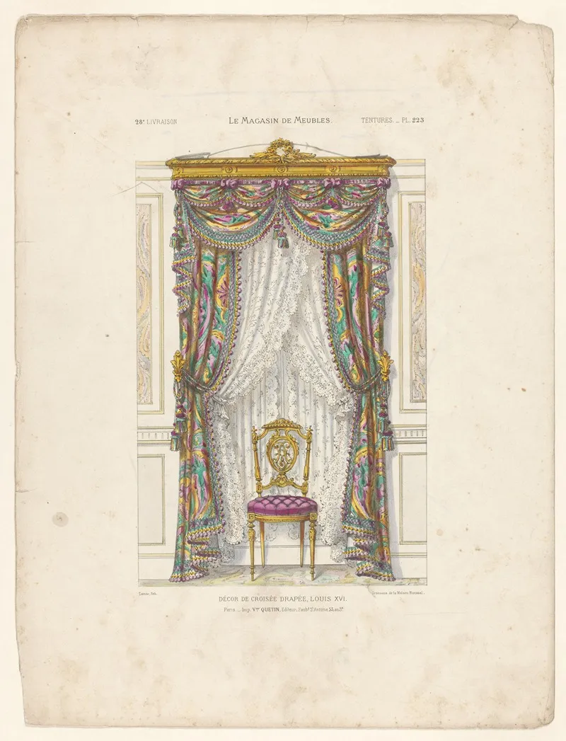 Decor De Croisee Drapee Louis Xvi Wall Art by Victor Léon Michel Quétin - High-Resolution Digital Print