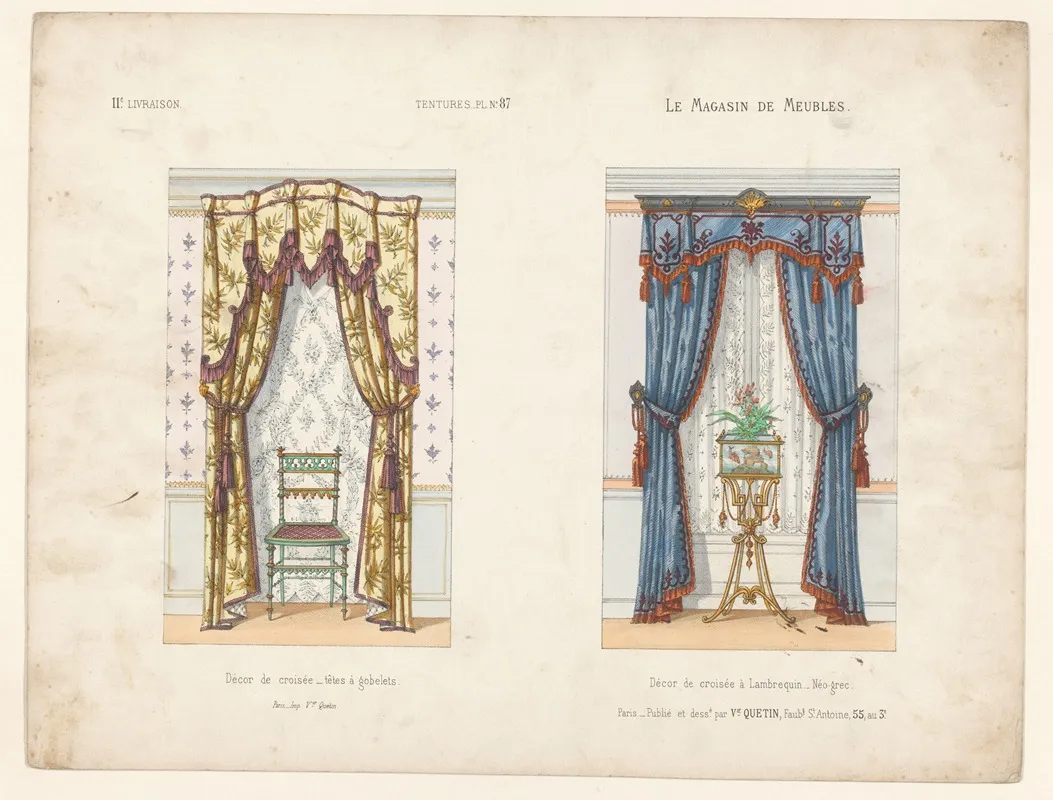 Decor De Croisee Tetes A Gobelets Decor De Croisee A Lambrequin Neo Grec Wall Art by Victor Léon Michel Quétin - High-Resolution Digital Print