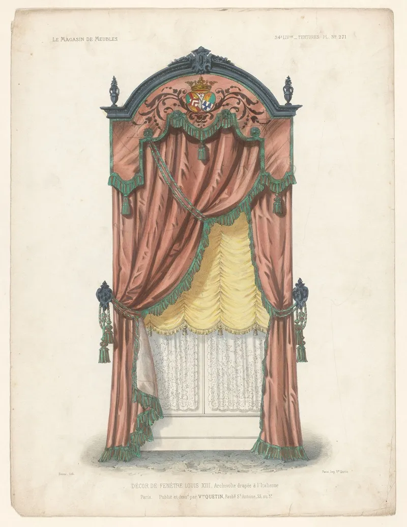 Decor De Fenetre Louis Xiii Archivolte Drapee A Litalienne Wall Art by Victor Léon Michel Quétin - High-Resolution Digital Print