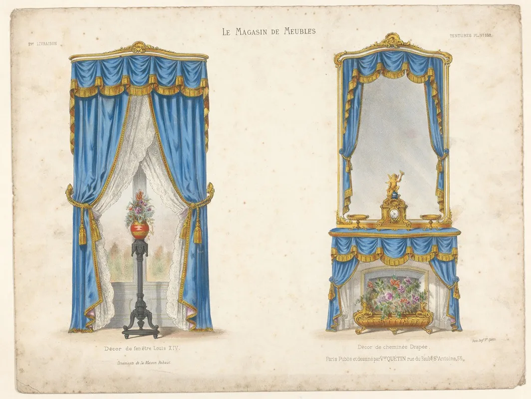Decor De Fenetre Louis Xiv Decor De Cheminee Drapee Wall Art by Victor Léon Michel Quétin - High-Resolution Digital Print