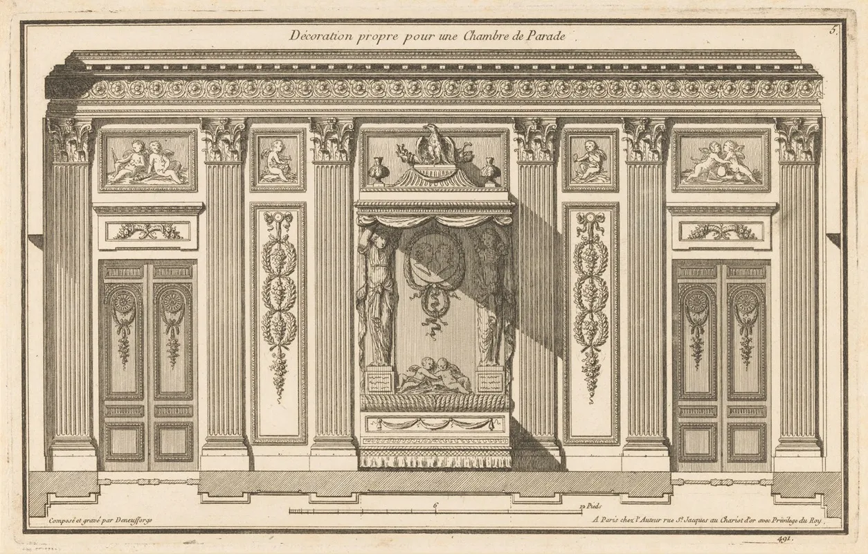 Decoration Propre Pour Une Chambre De Parade Wall Art by Jean François de Neufforge - High-Resolution Digital Print