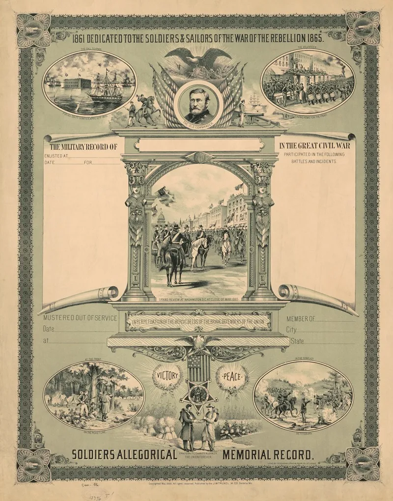 Dedicated To The Soldiers Sailors Of The War Of The Rebellion Wall Art by Stephens Litho. & Engr. Co. - High-Resolution Digital Print