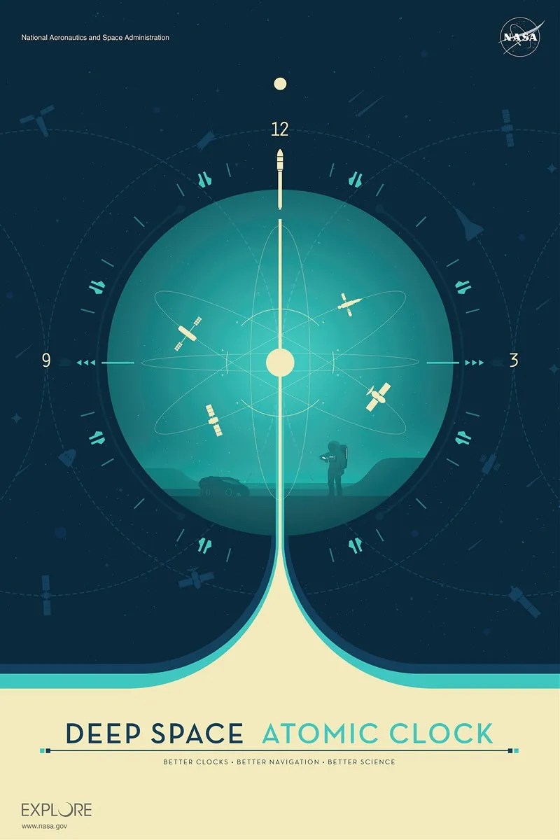 Deep Space Atomic Clock Blue Wall Art by NASA - High-Resolution Digital Print