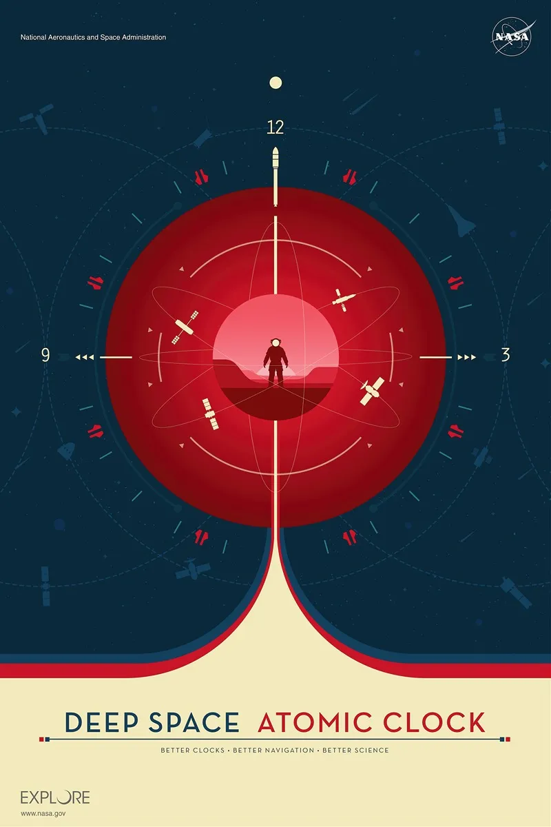 Deep Space Atomic Clock Red Wall Art by NASA - High-Resolution Digital Print