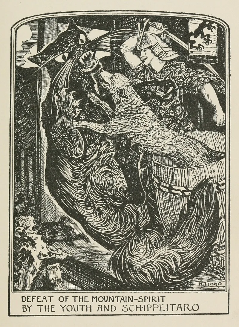 Defeat Of The Mountain Spirit By The Youth And Schippeitaro