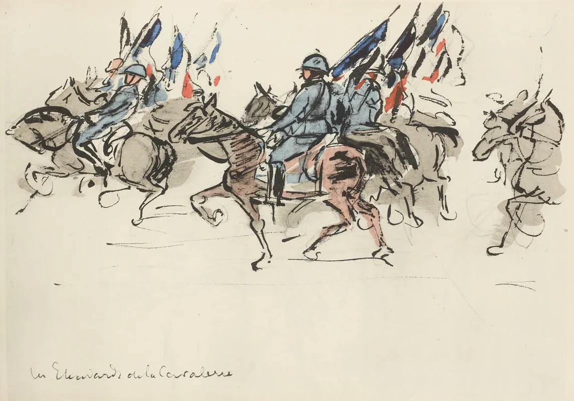 Defile Du 14 Juillet 1919 Les Etendards De La Cavalerie Wall Art by Paul Goute - High-Resolution Digital Print