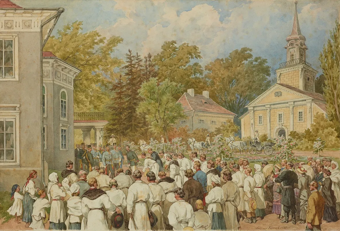 Delegation From The Krysowice Commune Thanking The Emperor For Money Donated For The Building Of The School