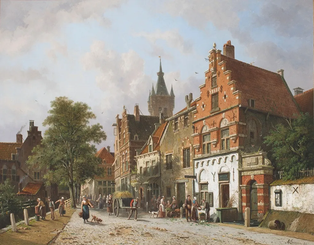 Delft With The Prinsenhof In The Distance