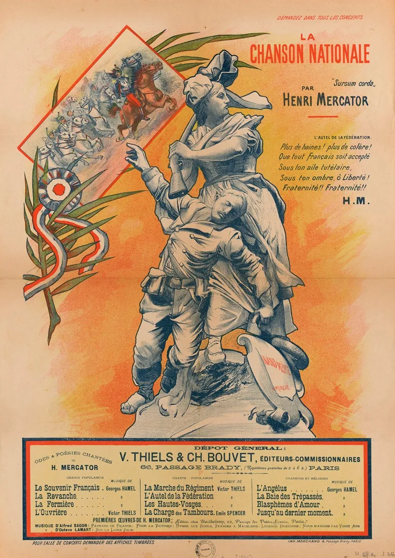 Demandez Dans Tous Les Concerts La Chanson Nationale Sursum Corda Par Henri Mercator Wall Art by Antonin Mercié - High-Resolution Digital Print