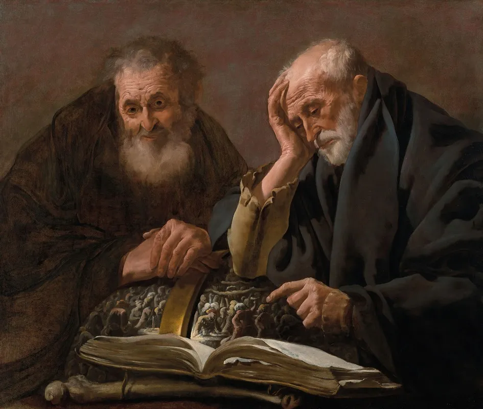 Democritus And Heraclitus Wall Art by Hendrick Ter Brugghen - High-Resolution Digital Print