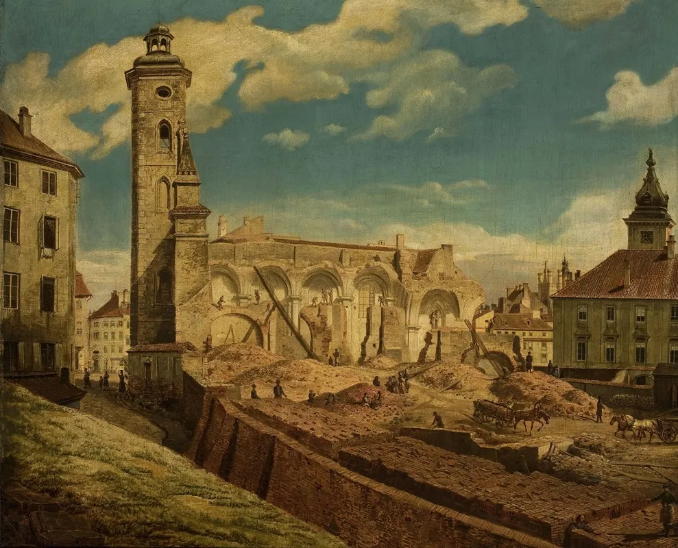 Demoliition Of The Church Of The Bernardine Sisters In Warsaw Wall Art by Marcin Zaleski - High-Resolution Digital Print